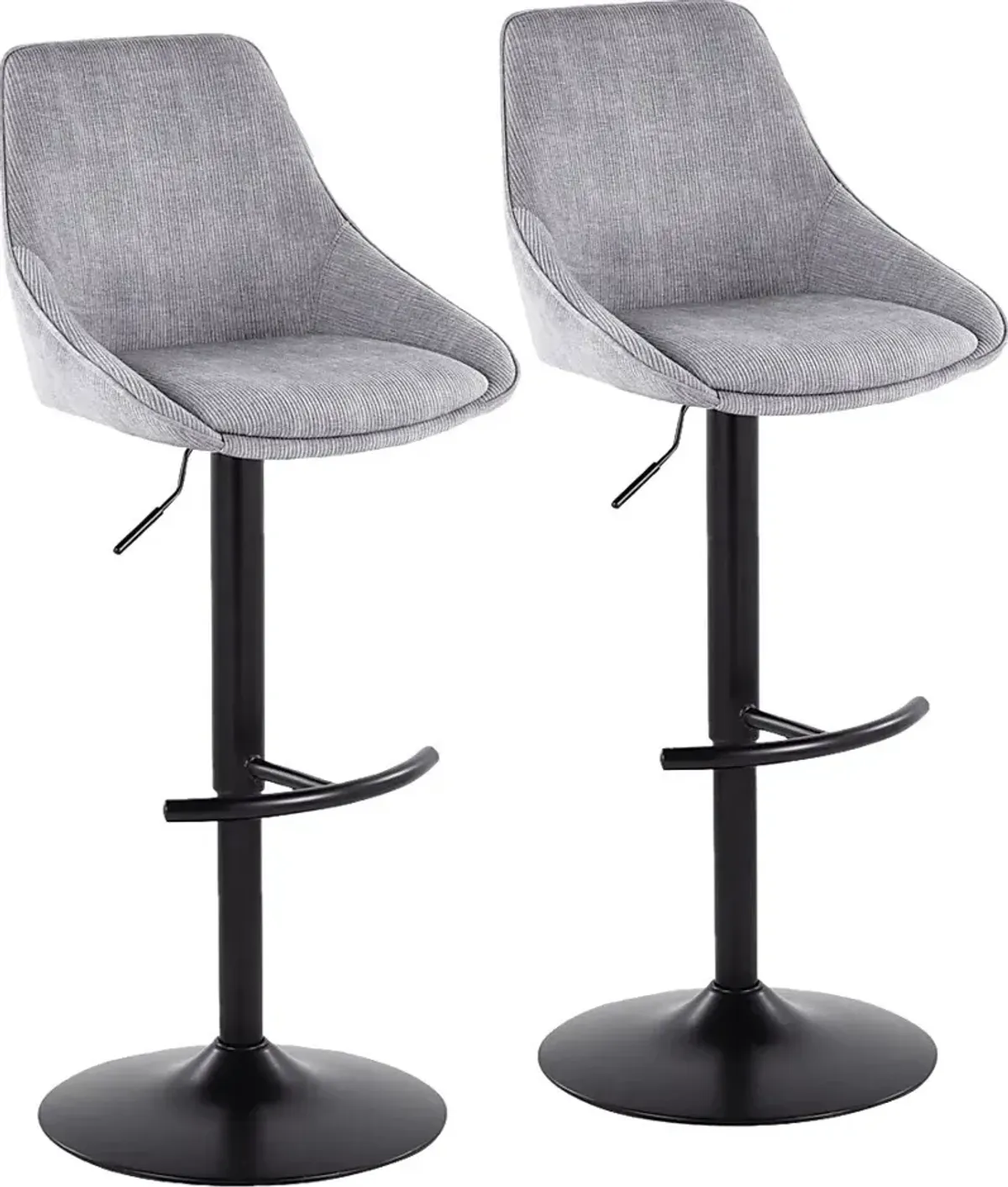 Dellrey III Gray Adjustable Barstool, Set of 2