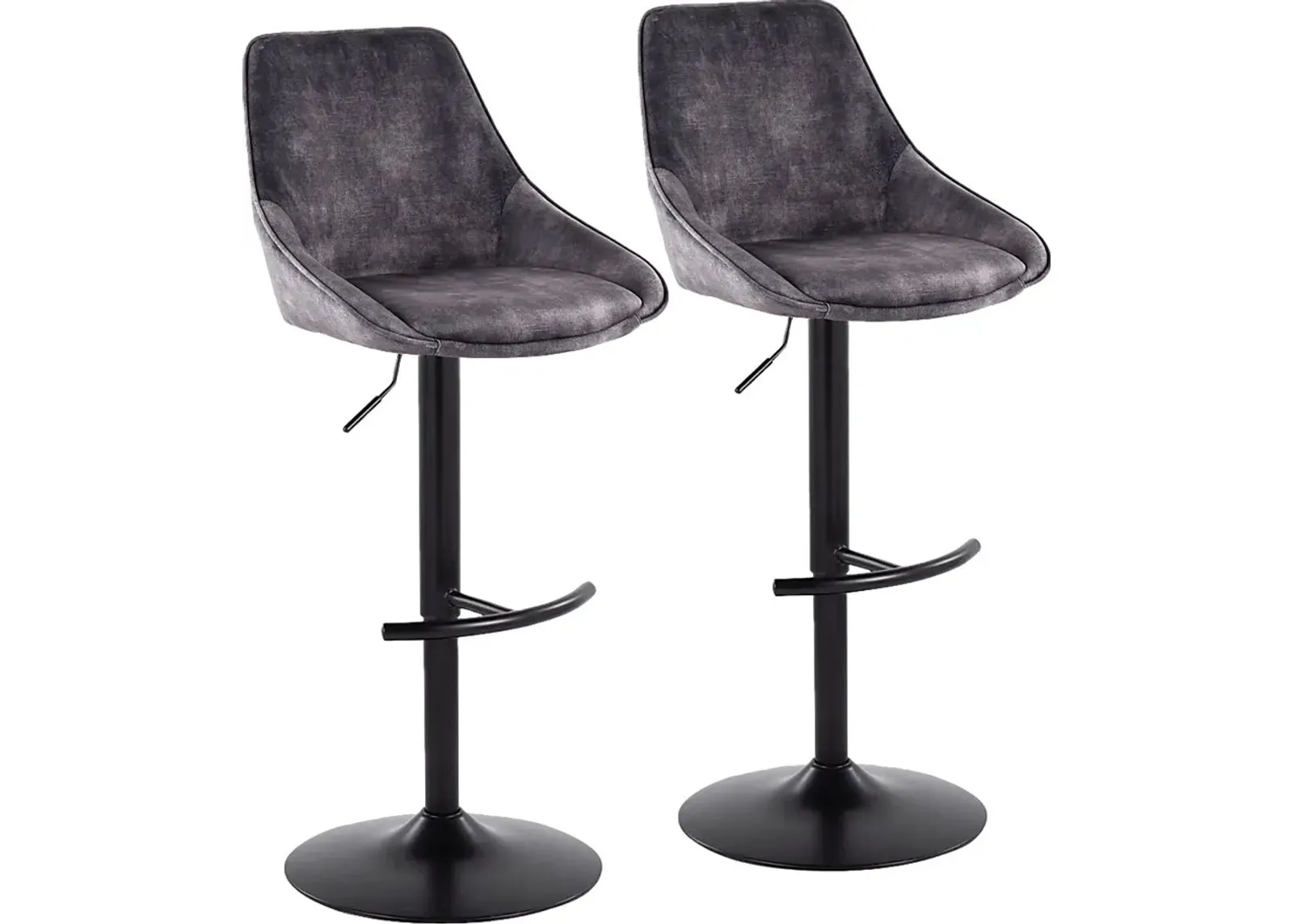 Dellrey IV Gray Adjustable Barstool, Set of 2