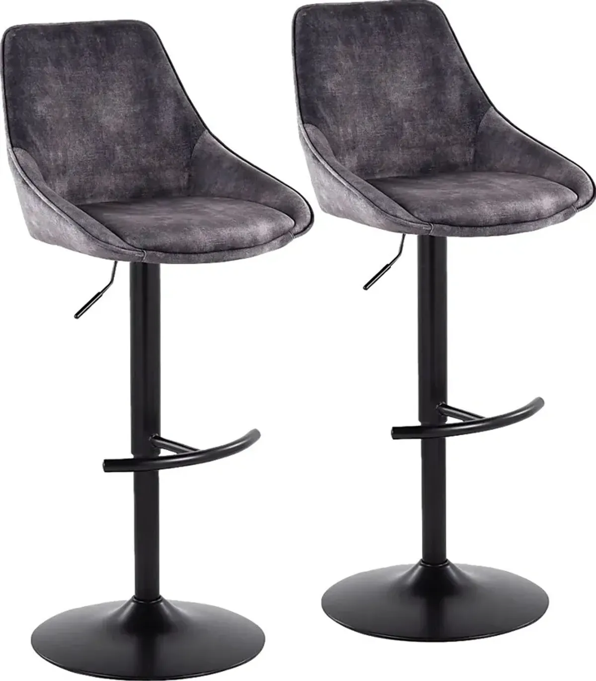 Dellrey IV Gray Adjustable Barstool, Set of 2