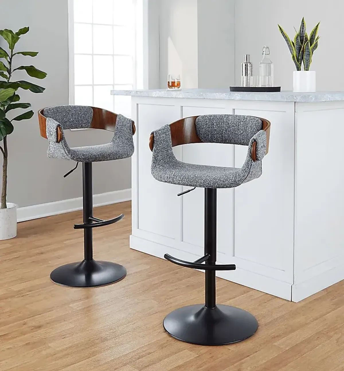 Takeda I Dark Gray Adjustable Barstool, Set of 2