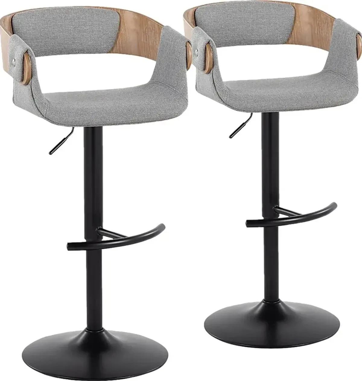 Takeda I Light Gray Adjustable Barstool, Set of 2