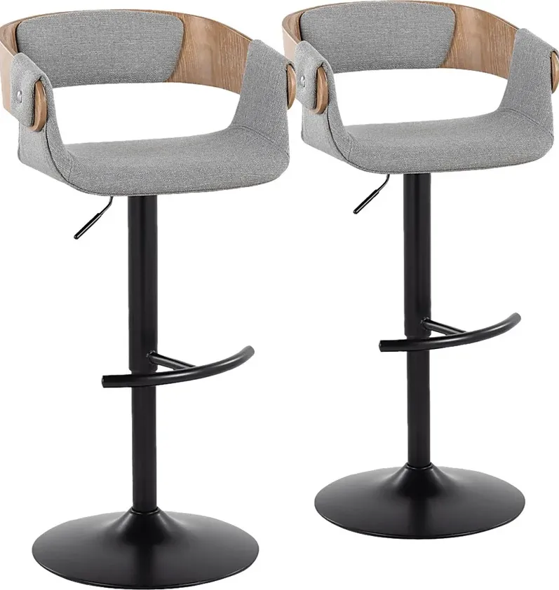 Takeda I Light Gray Adjustable Barstool, Set of 2