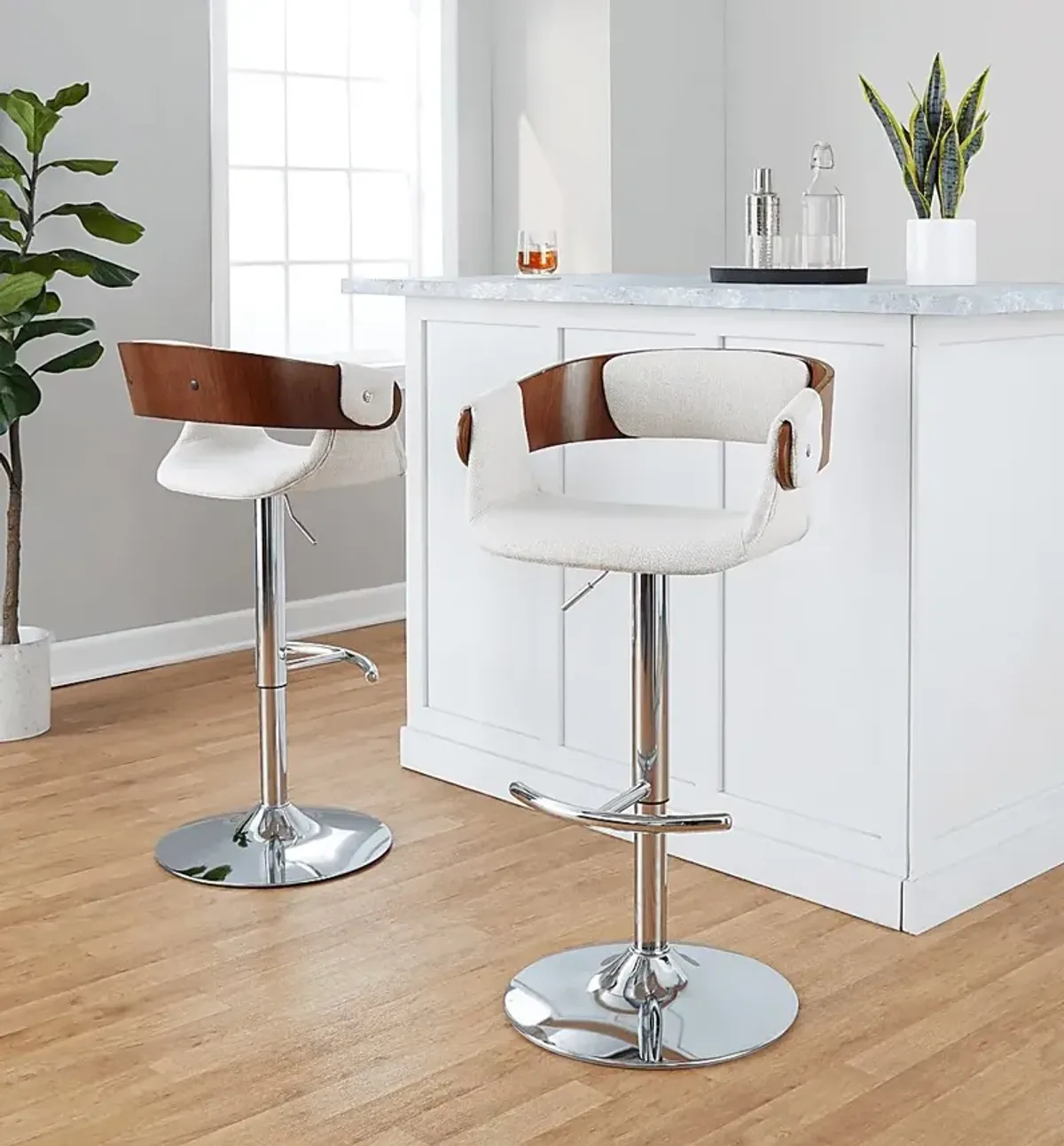 Takeda II Cream Adjustable Barstool, Set of 2