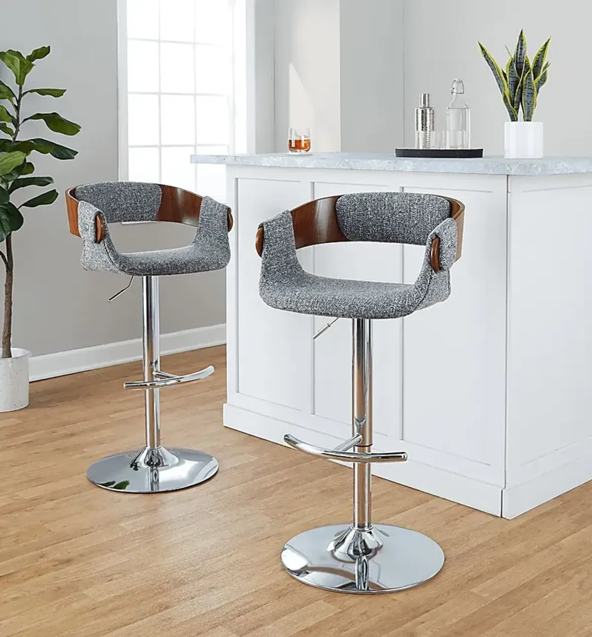 Takeda II Gray Adjustable Barstool, Set of 2