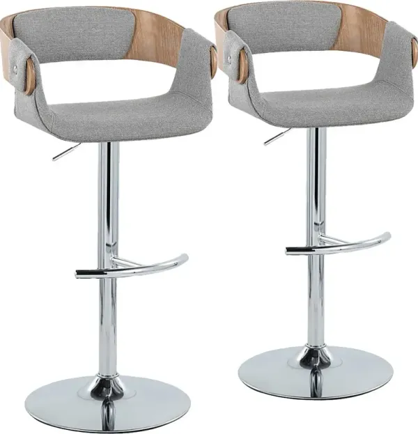 Takeda II Light Gray Adjustable Barstool, Set of 2