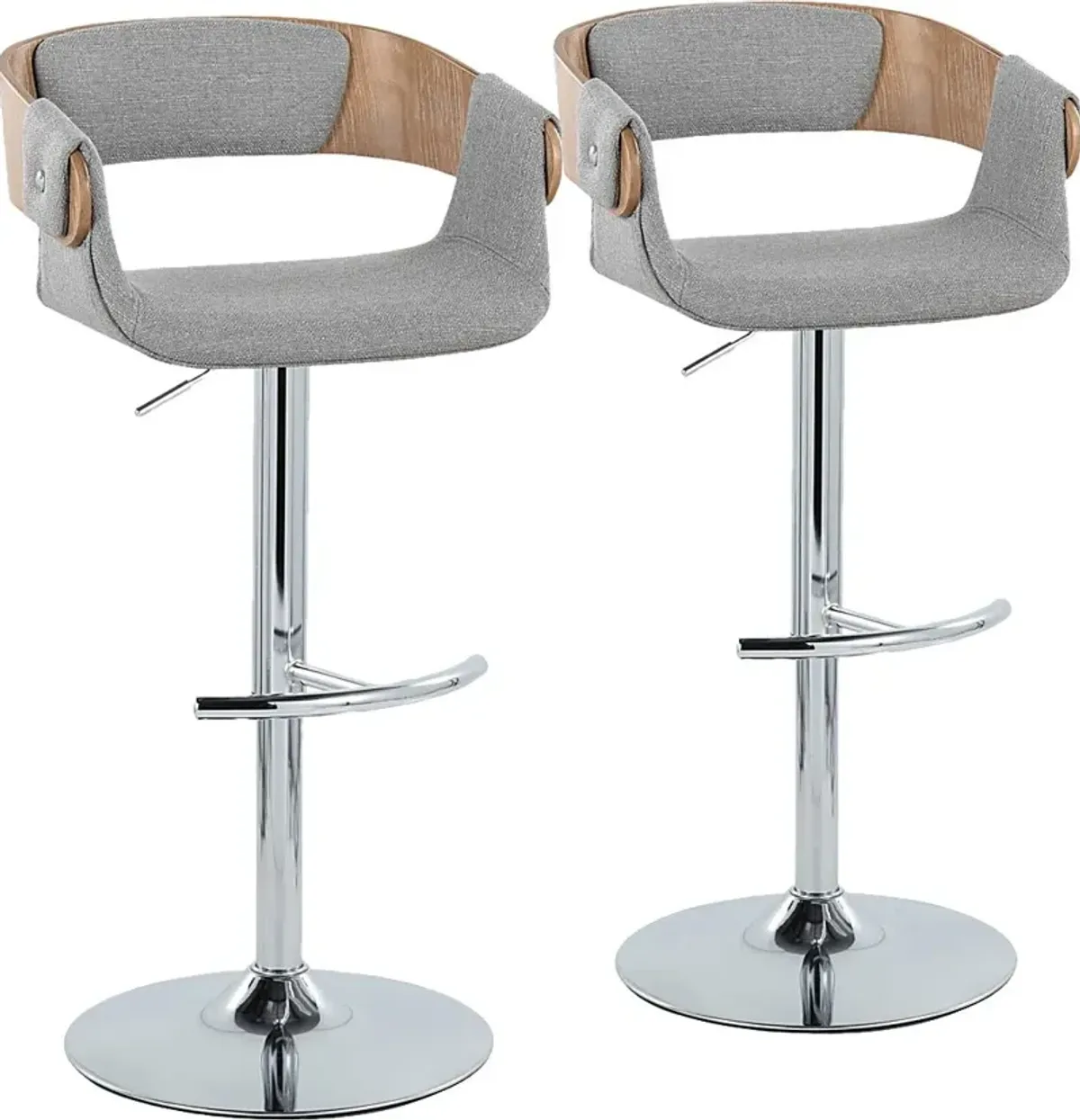 Takeda II Light Gray Adjustable Barstool, Set of 2