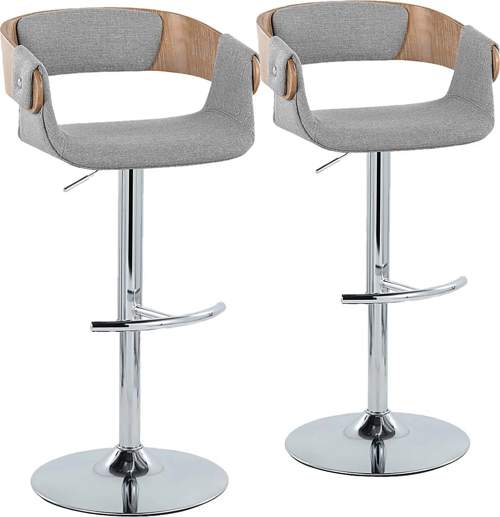 Takeda II Light Gray Adjustable Barstool, Set of 2