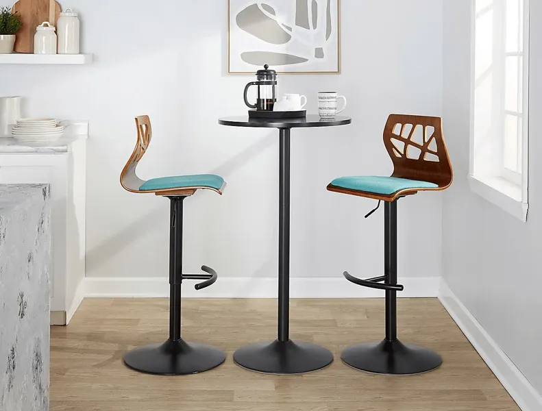 Watsonia IV Teal Adjustable Barstool, Set of 2