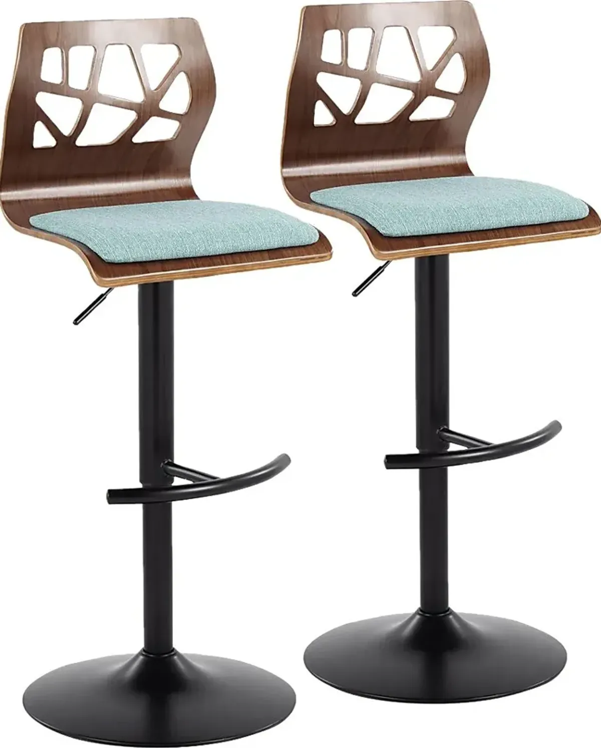 Watsonia IV Teal Adjustable Barstool, Set of 2