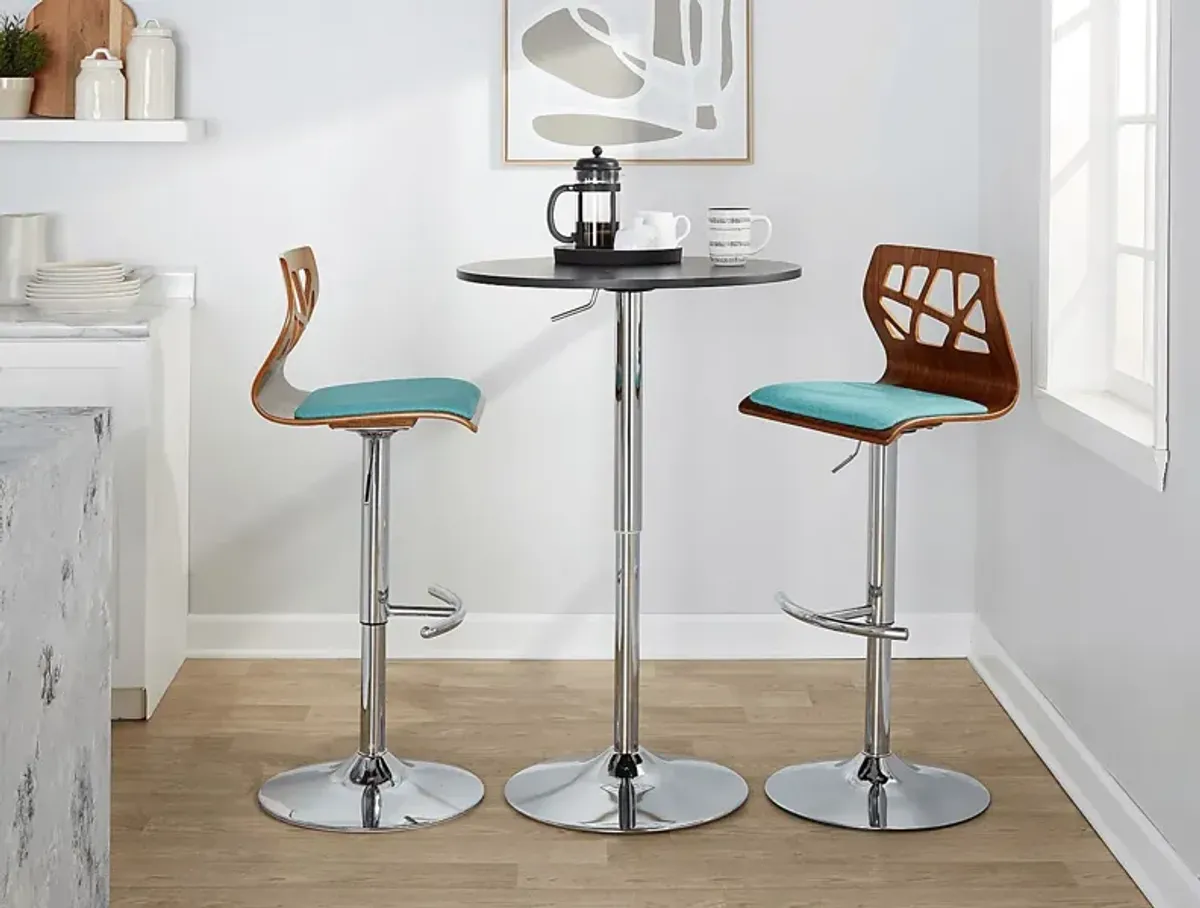 Watsonia VI Teal Adjustable Barstool, Set of 2