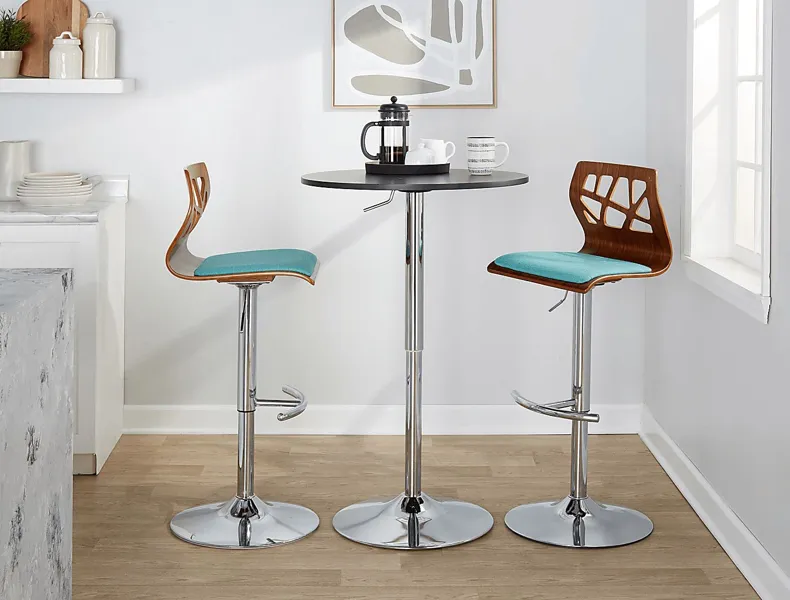 Watsonia VI Teal Adjustable Barstool, Set of 2