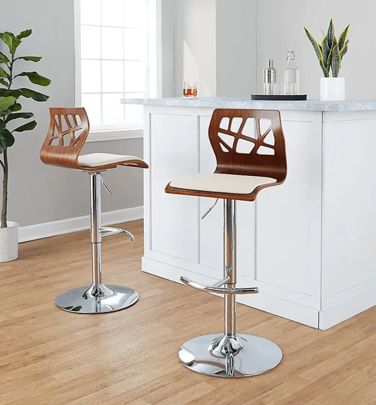 Watsonia XI Cream Adjustable Barstool, Set of 2