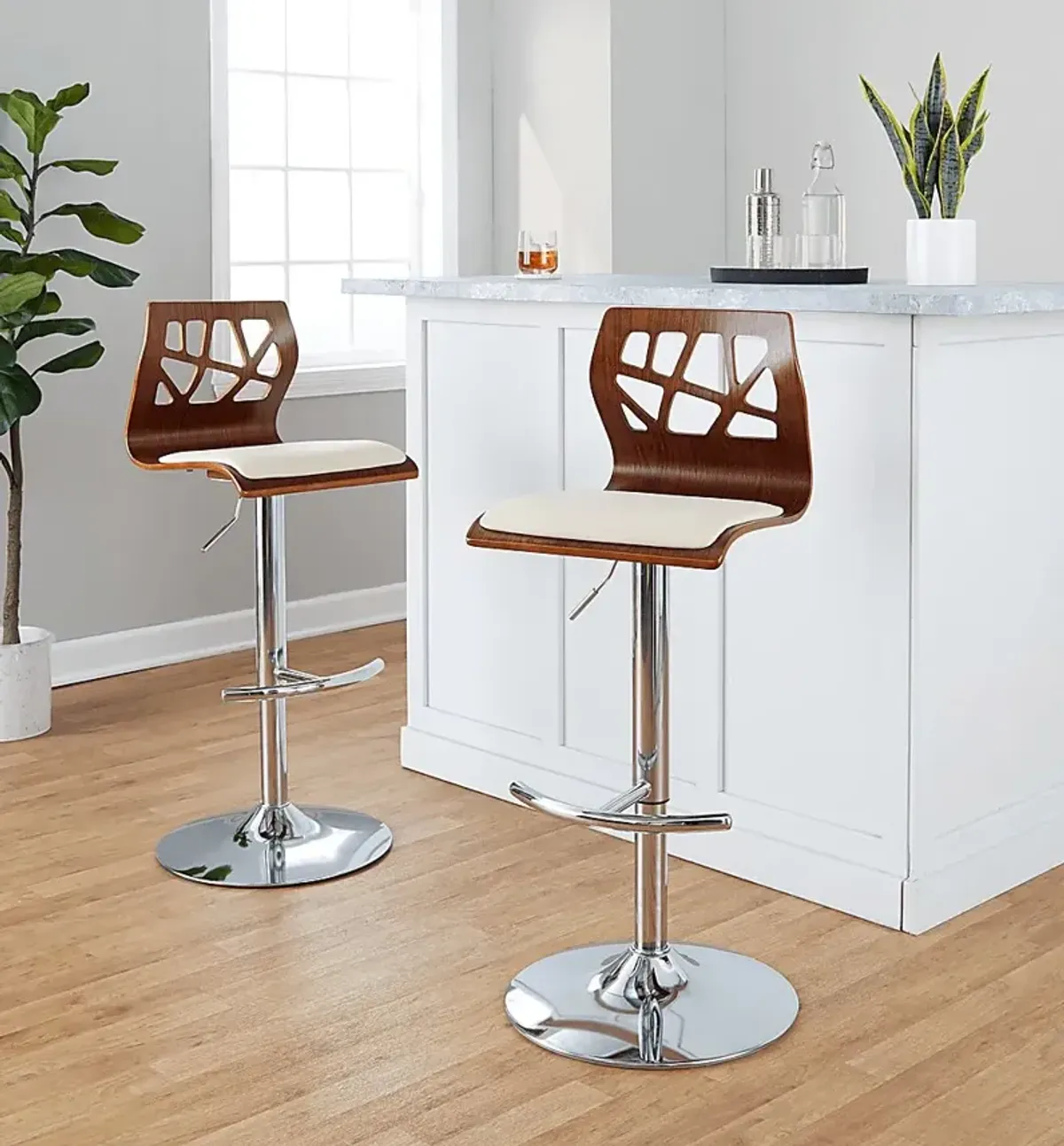 Watsonia XI Cream Adjustable Barstool, Set of 2