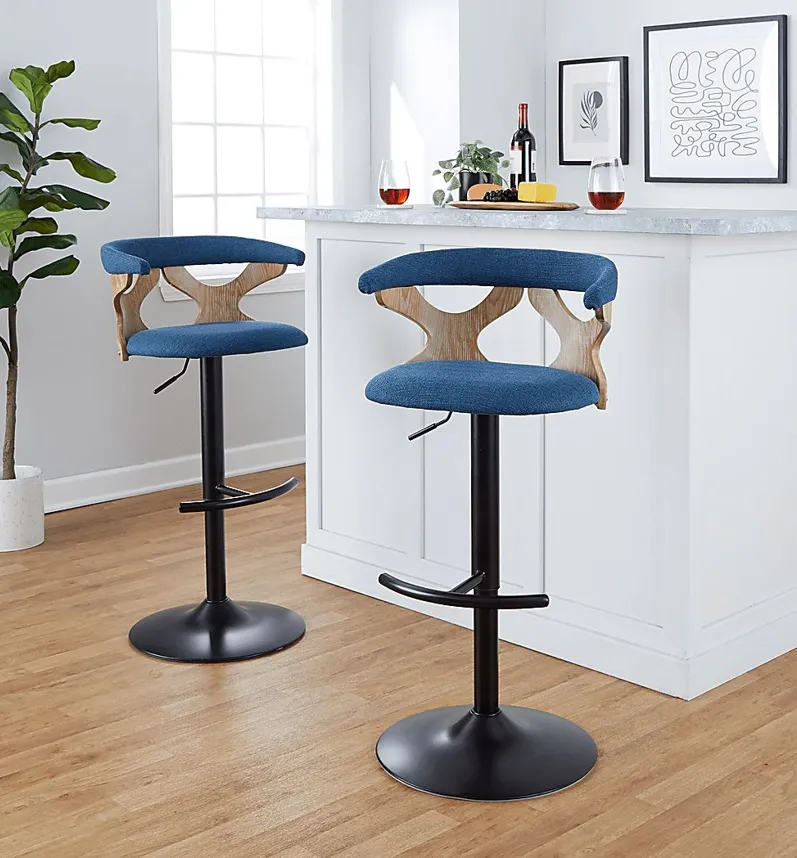 Wyndmoor VI Blue Adjustable Barstool, Set of 2