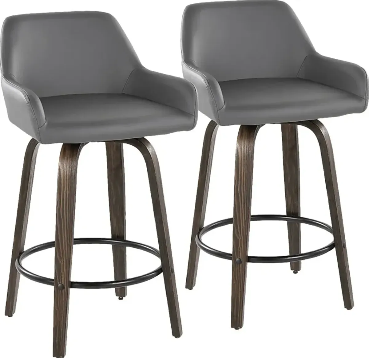 Rimcrest VII Gray Swivel Counter Height Stool, Set of 2