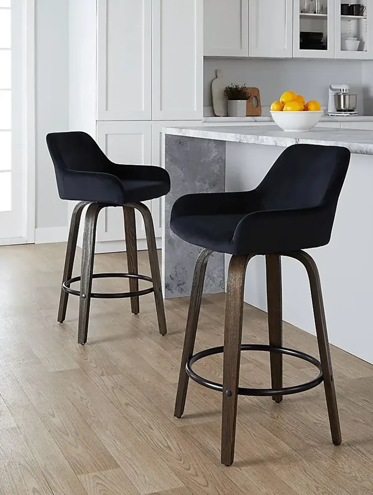 Rimcrest VII Black Swivel Counter Height Stool, Set of 2