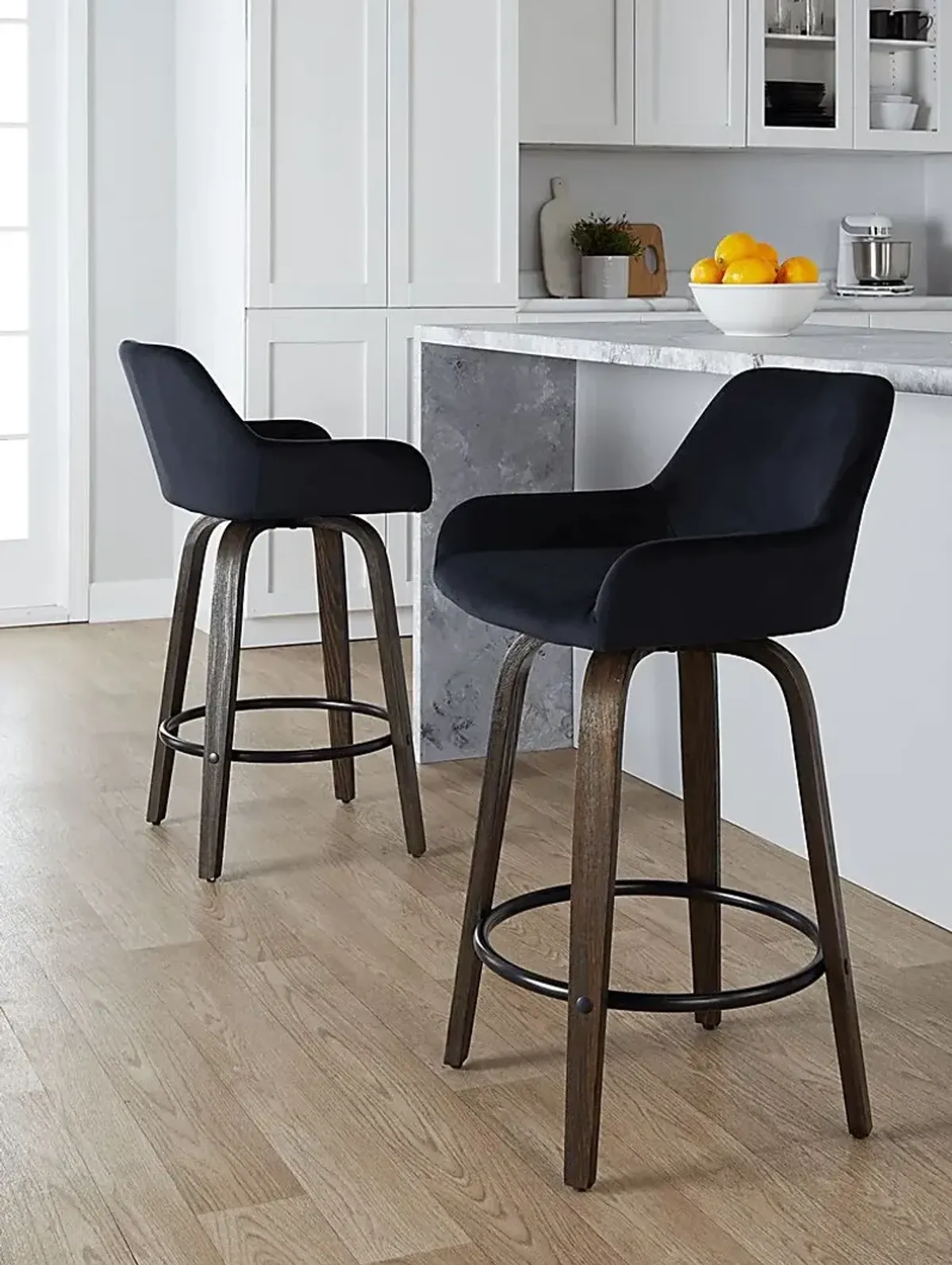 Rimcrest VII Black Swivel Counter Height Stool, Set of 2