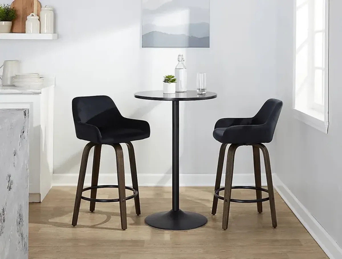 Rimcrest VII Black Swivel Counter Height Stool, Set of 2