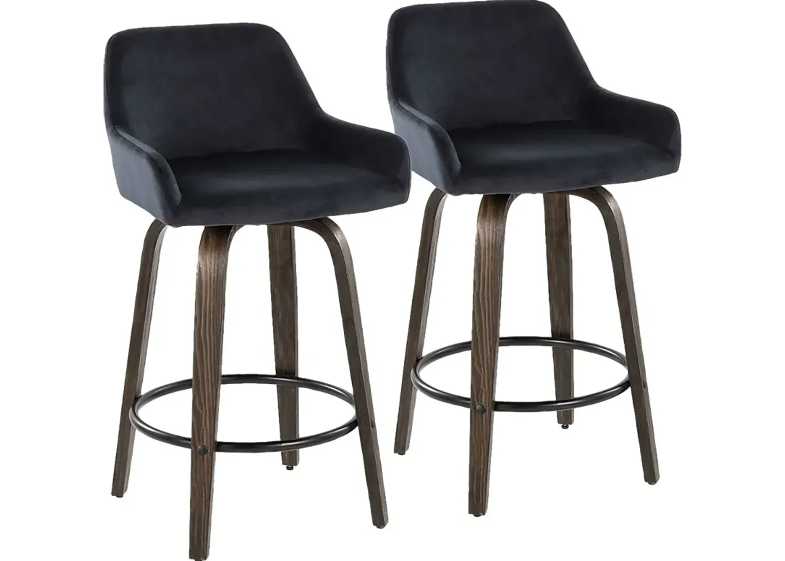 Rimcrest VII Black Swivel Counter Height Stool, Set of 2