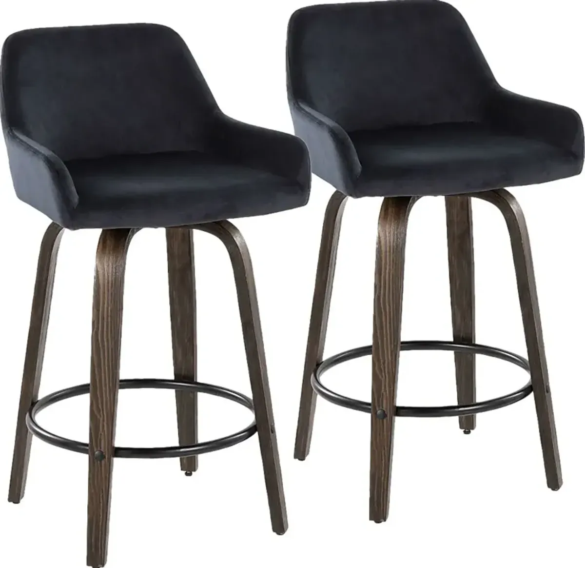 Rimcrest VII Black Swivel Counter Height Stool, Set of 2