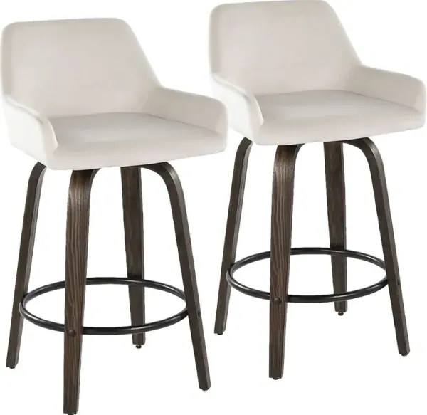 Rimcrest VII White Swivel Counter Height Stool, Set of 2