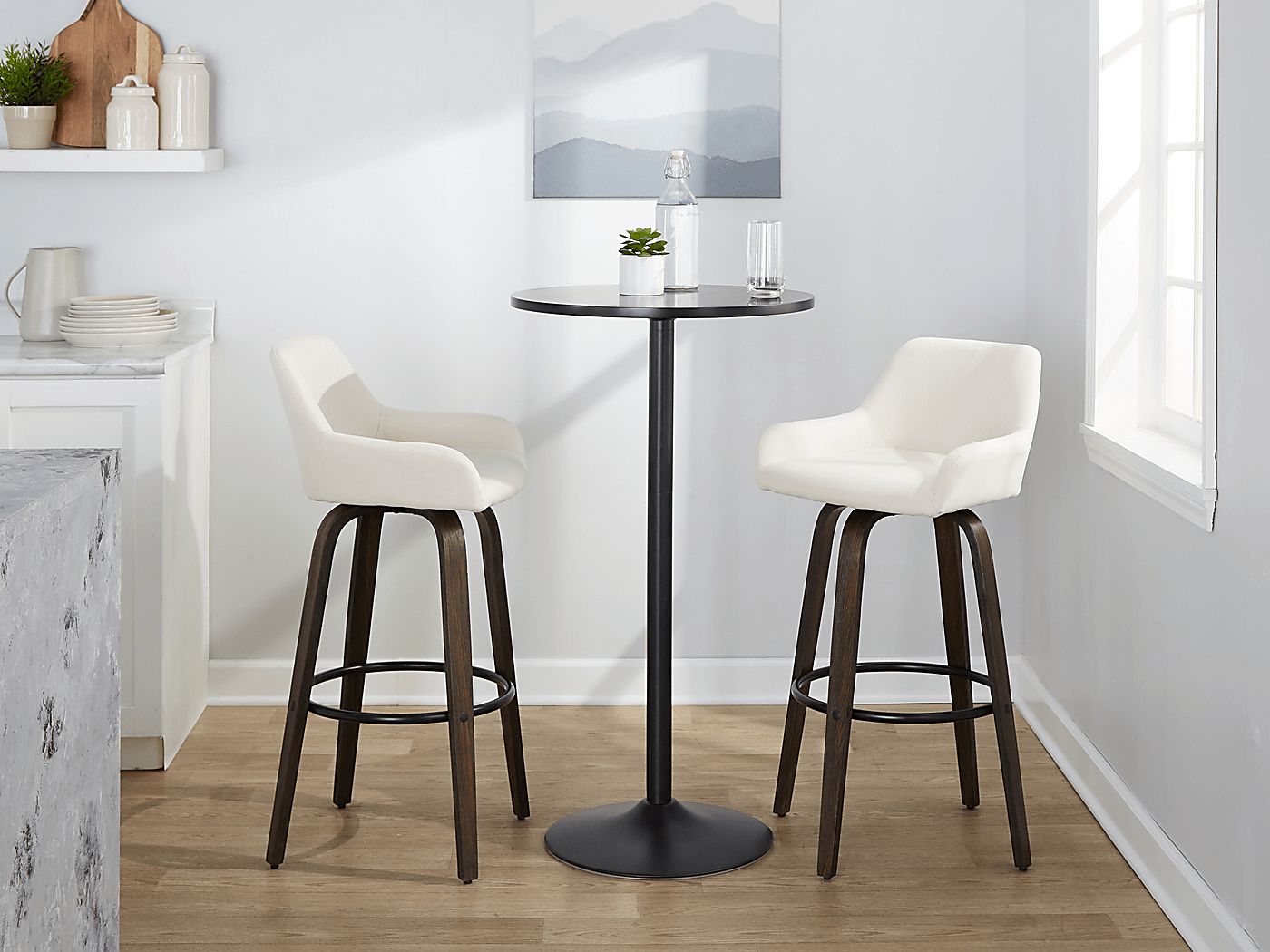 Rimcrest VII White Swivel Barstool, Set of 2