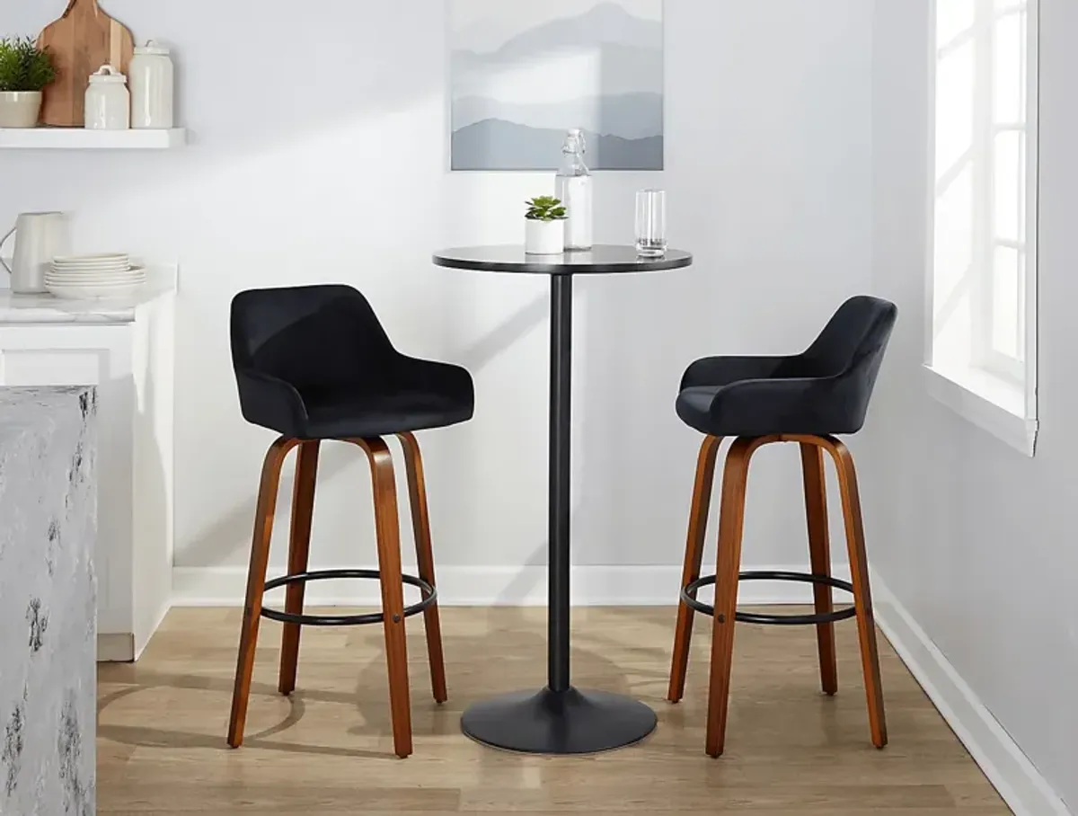 Rimcrest VI Black Swivel Barstool, Set of 2