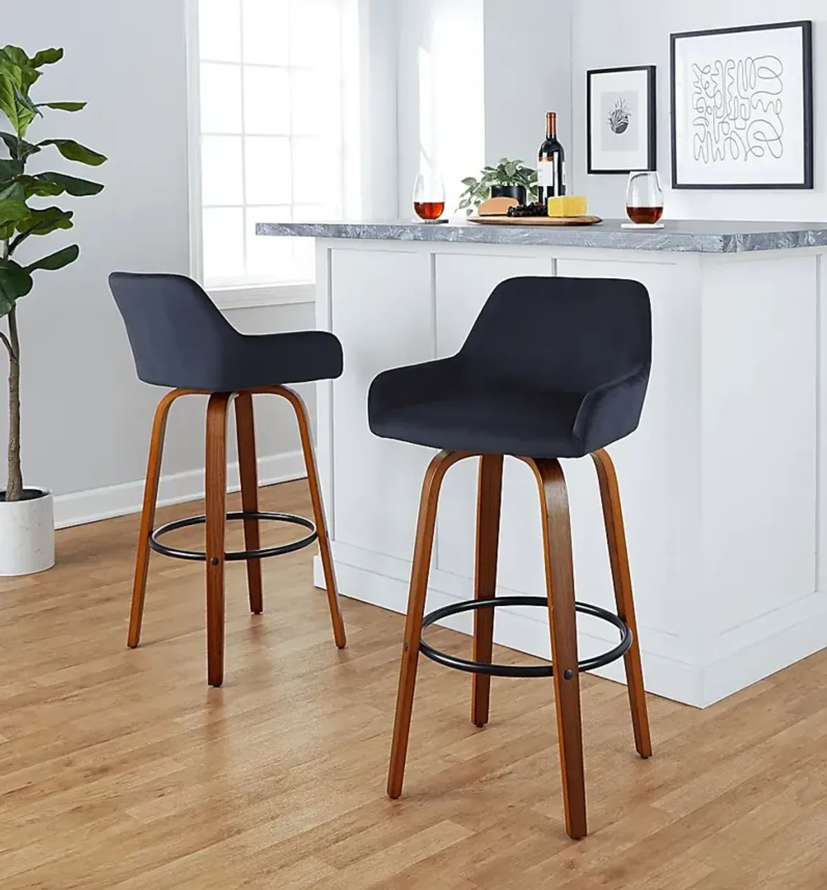 Rimcrest VI Black Swivel Barstool, Set of 2