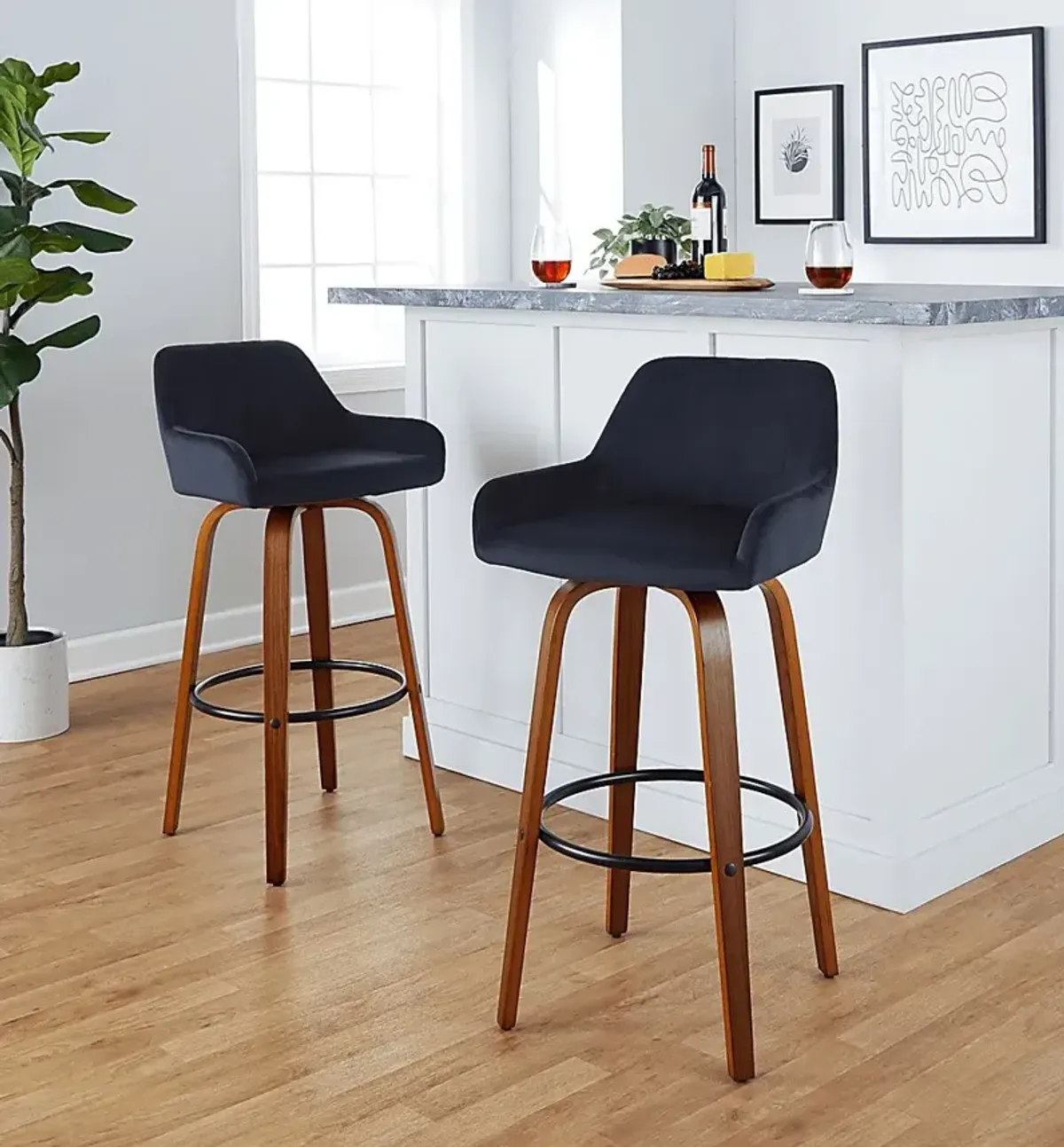 Rimcrest VI Black Swivel Barstool, Set of 2