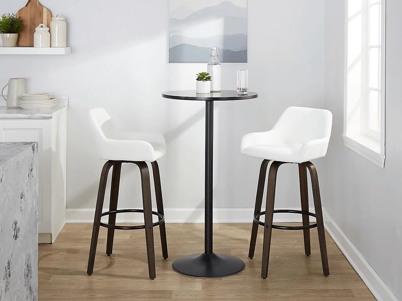 Rimcrest VII White Swivel Barstool, Set of 2