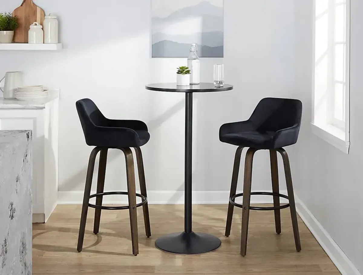 Rimcrest VII Black Swivel Barstool, Set of 2