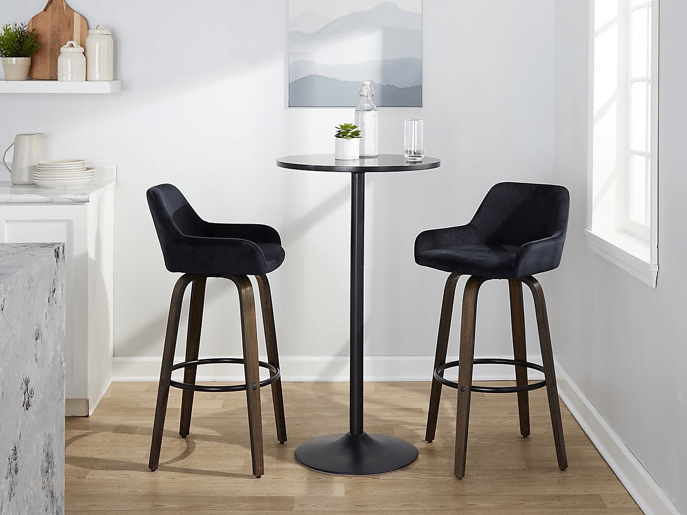 Rimcrest VII Black Swivel Barstool, Set of 2