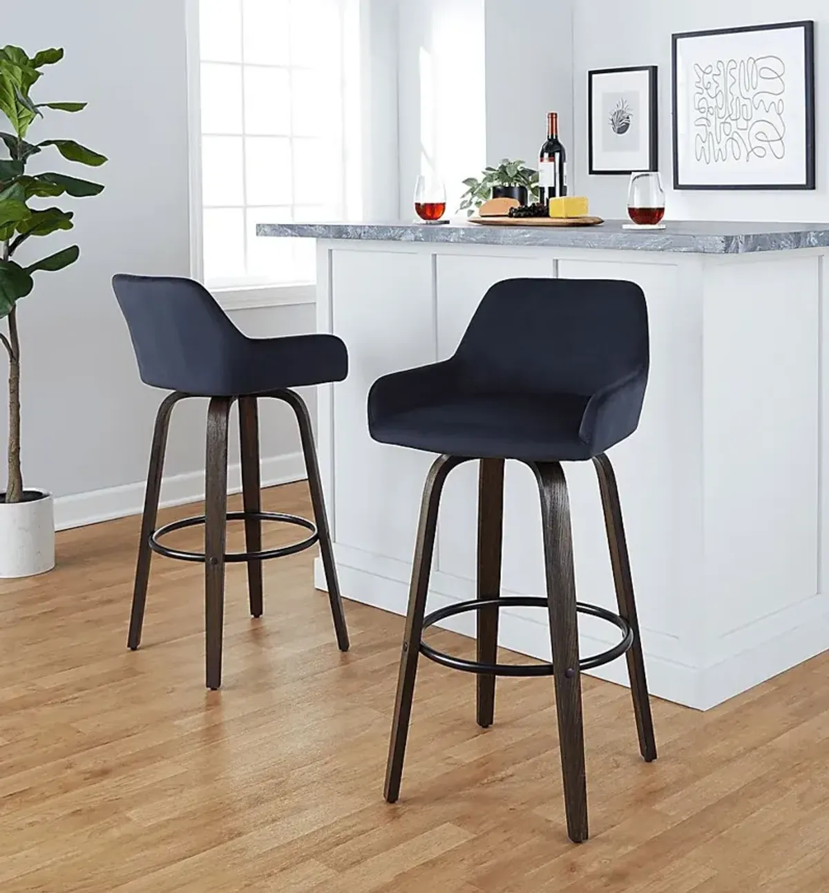 Rimcrest VII Black Swivel Barstool, Set of 2