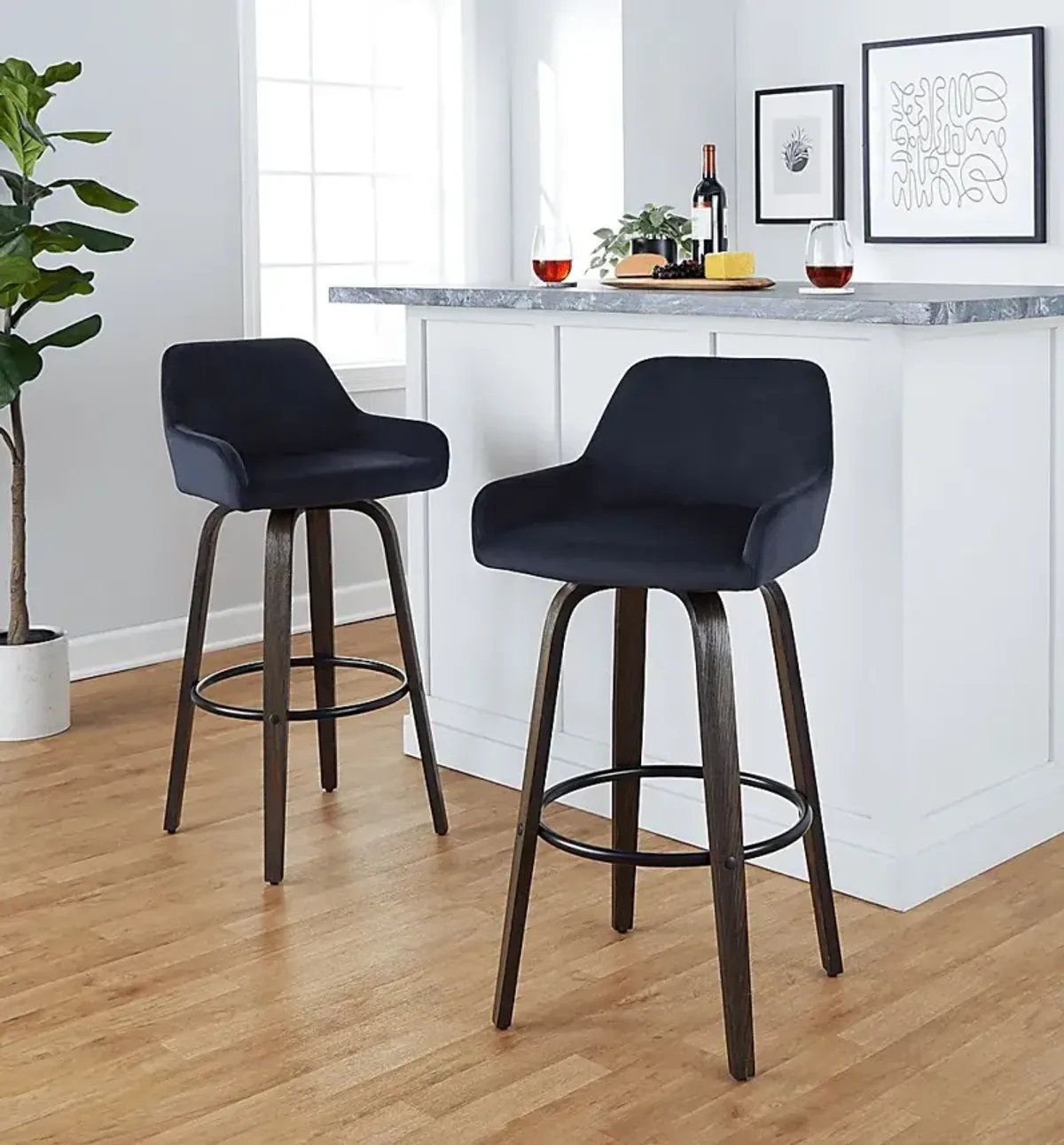 Rimcrest VII Black Swivel Barstool, Set of 2