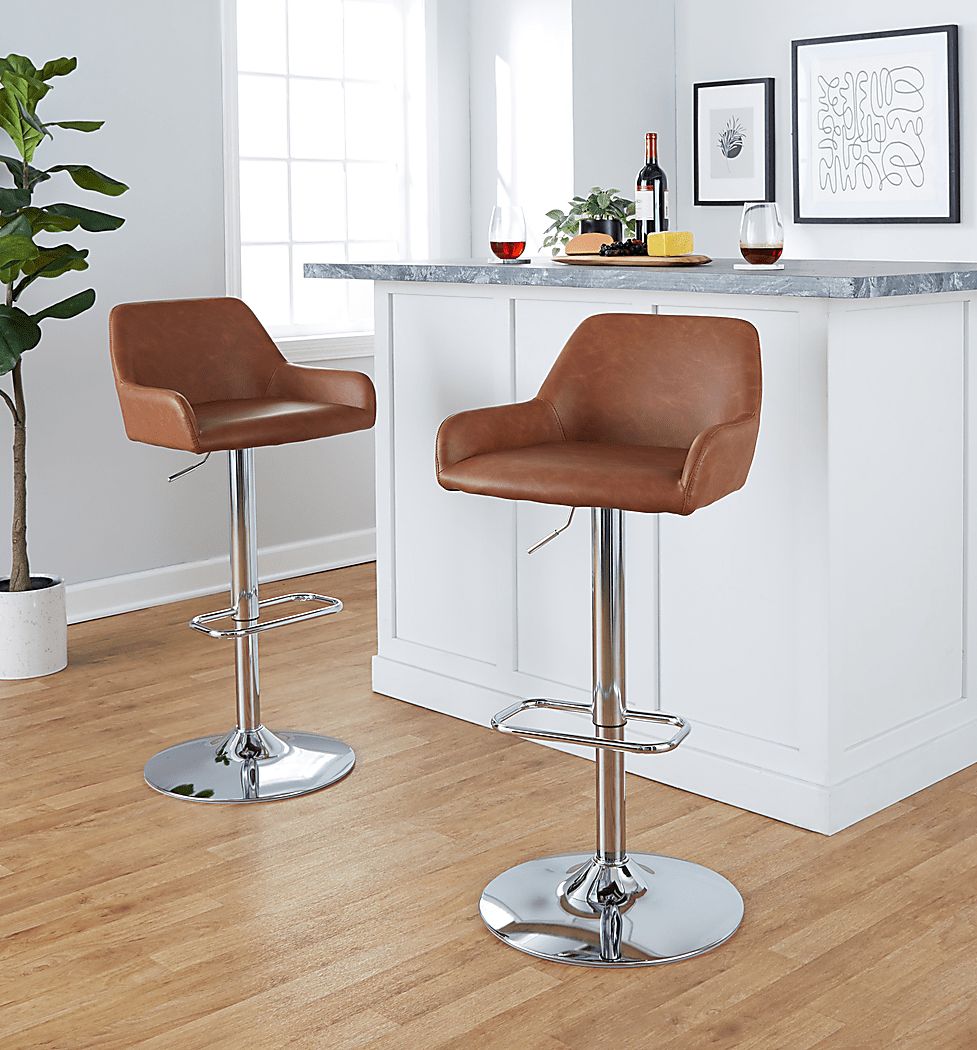 Rimcrest IX Camel Adjustable Swivel Barstool, Set of 2