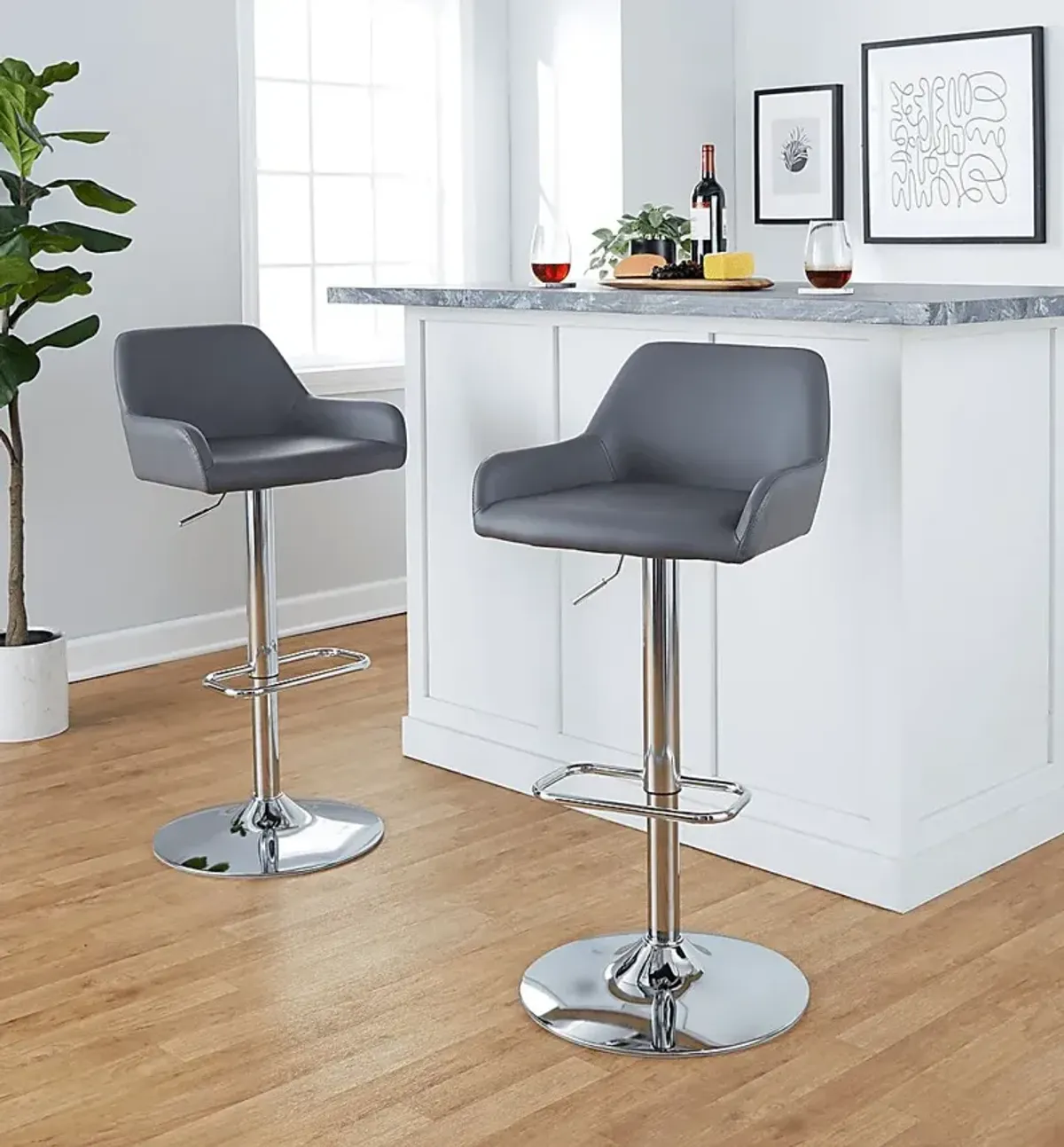 Rimcrest IX Gray Adjustable Swivel Barstool, Set of 2