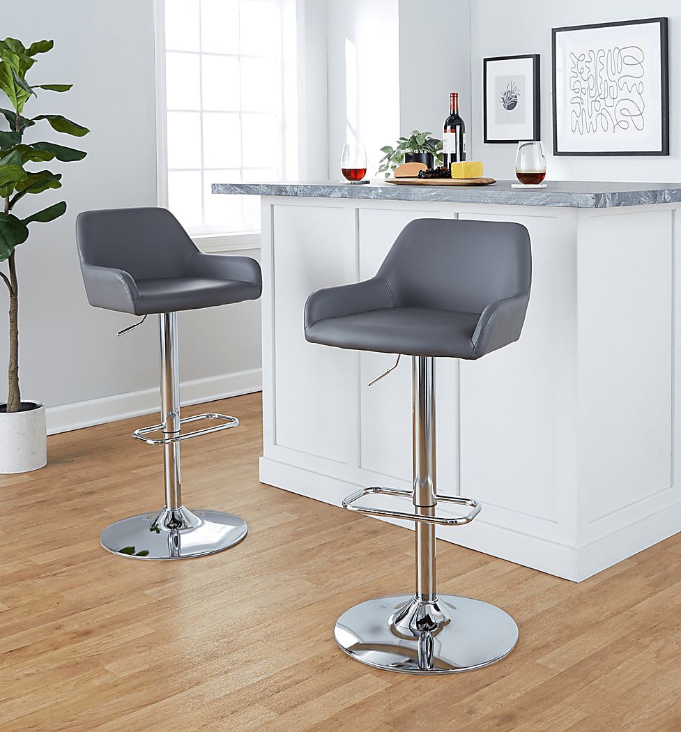 Rimcrest IX Gray Adjustable Swivel Barstool, Set of 2