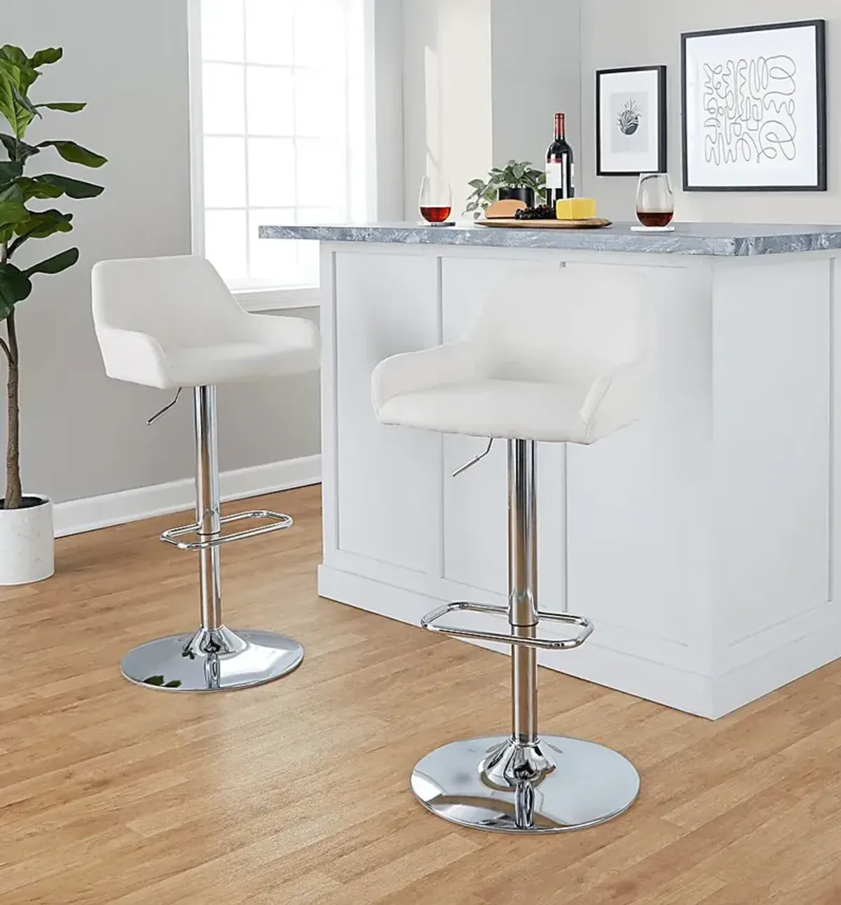 Rimcrest IX Cream Adjustable Swivel Barstool, Set of 2