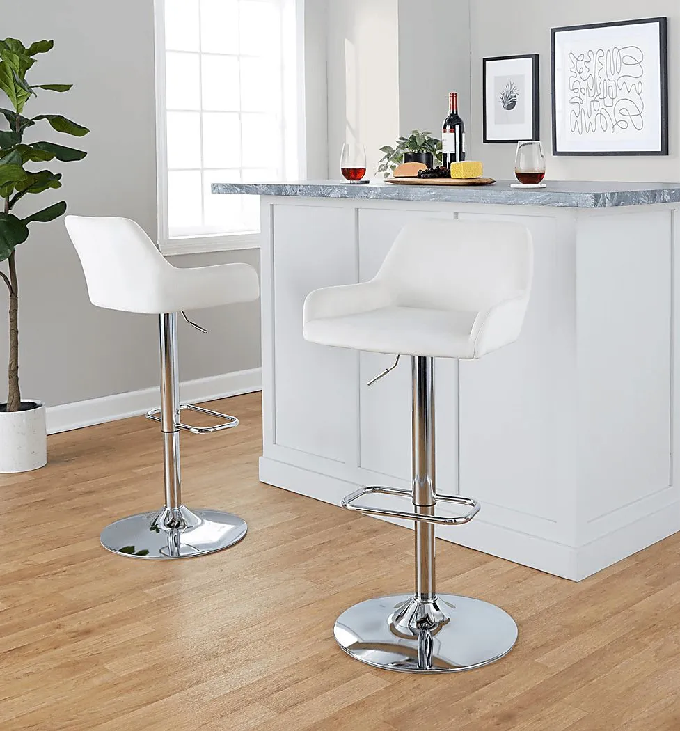 Rimcrest IX White Velvet Adjustable Swivel Barstool, Set of 2