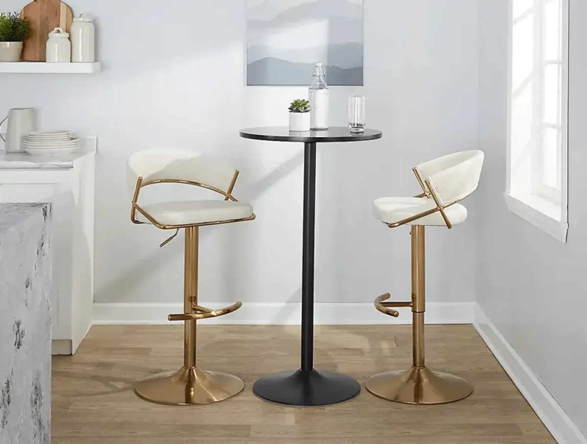 Harborson II Cream Adjustable Swivel Barstool, Set of 2