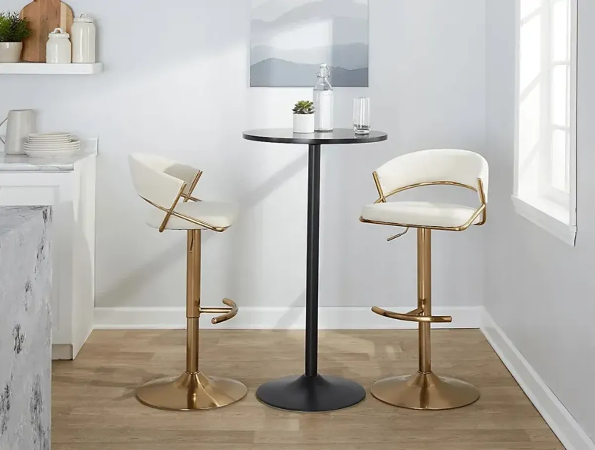 Harborson II Cream Adjustable Swivel Barstool, Set of 2