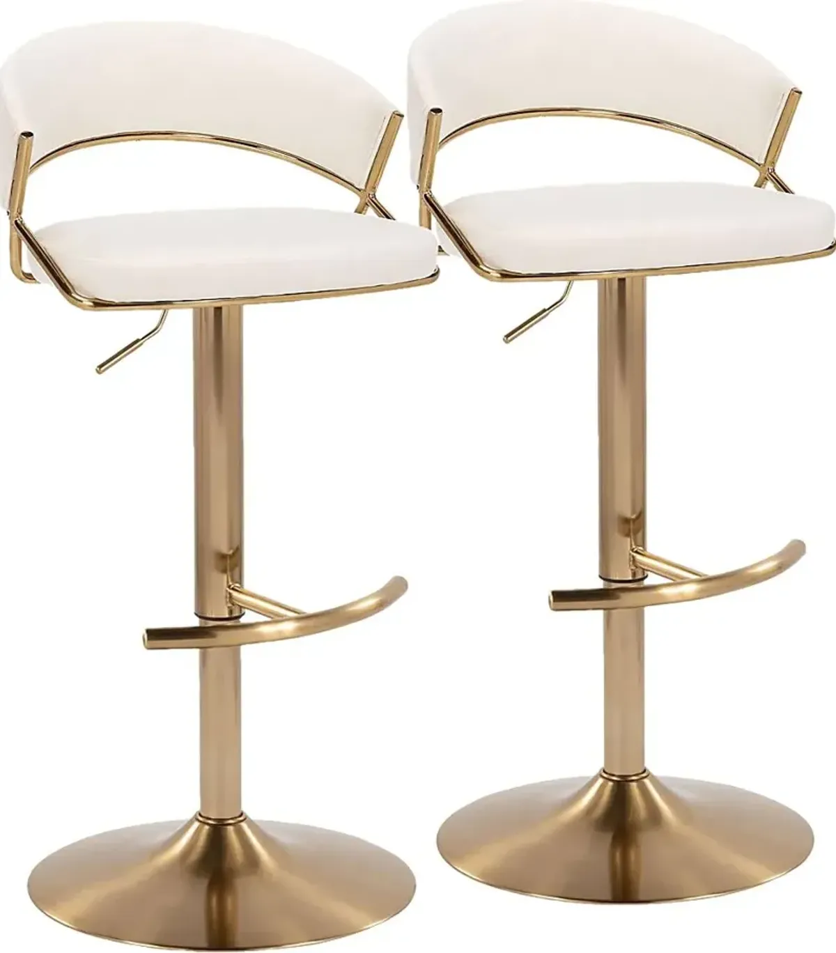 Harborson II Cream Adjustable Swivel Barstool, Set of 2