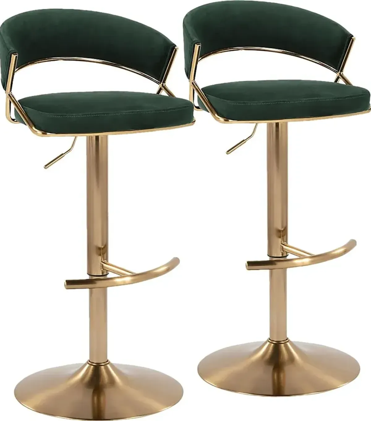 Harborson II Green Adjustable Swivel Barstool, Set of 2