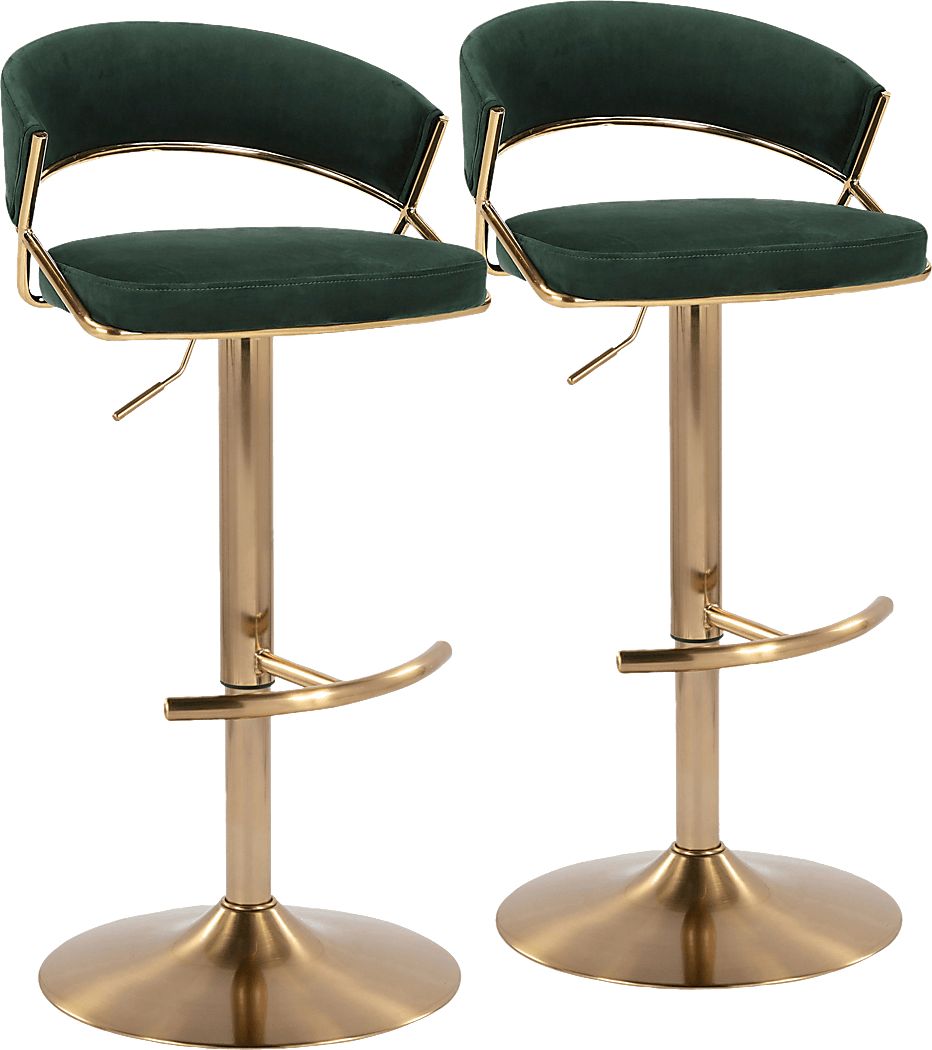 Harborson II Green Adjustable Swivel Barstool, Set of 2