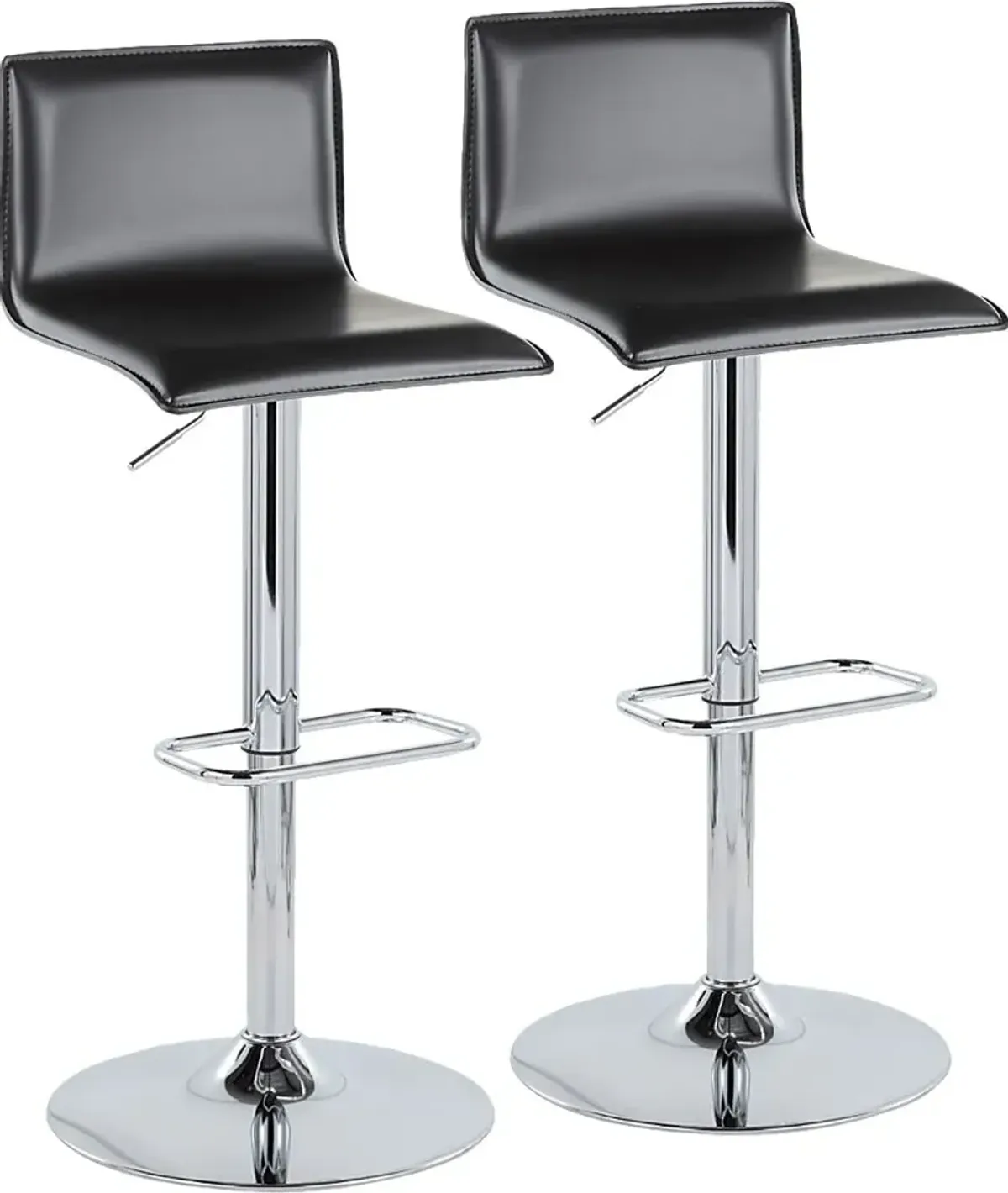 Fassitt III Black Adjustable Swivel Barstool, Set of 2