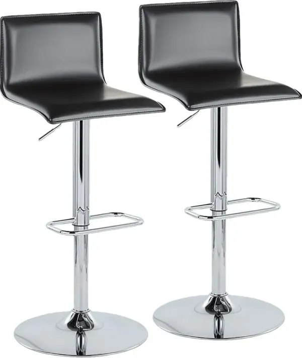 Fassitt III Black Adjustable Swivel Barstool, Set of 2