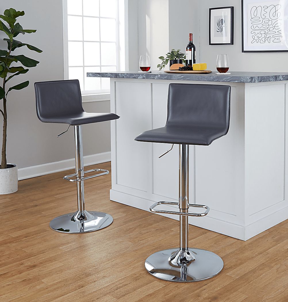 Fassitt III Gray Adjustable Swivel Barstool, Set of 2