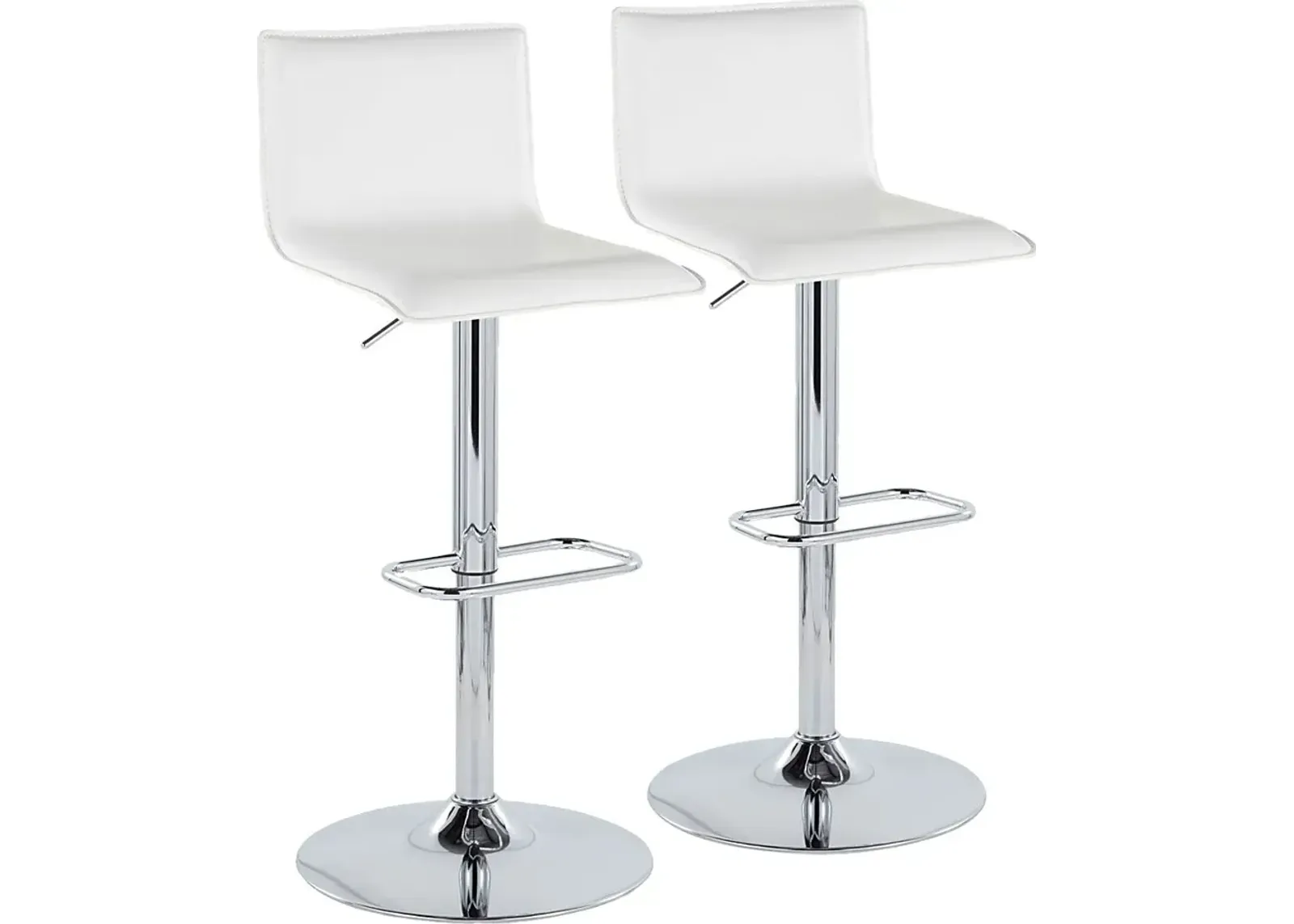 Fassitt III White Adjustable Swivel Barstool, Set of 2