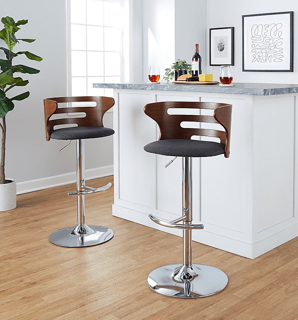 Wincanton I Charcoal Adjustable Swivel Barstool, Set of 2