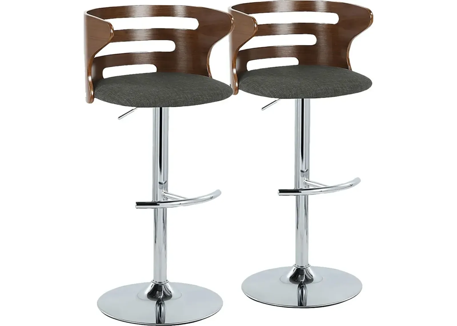 Wincanton I Charcoal Adjustable Swivel Barstool, Set of 2